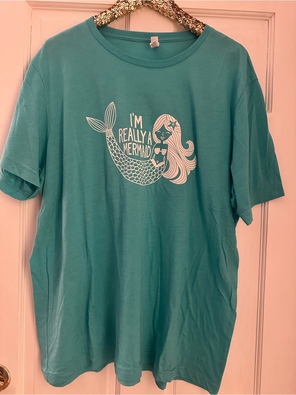 Turquoise "I'm Really A Mermaid" Graphic Tee 2XL